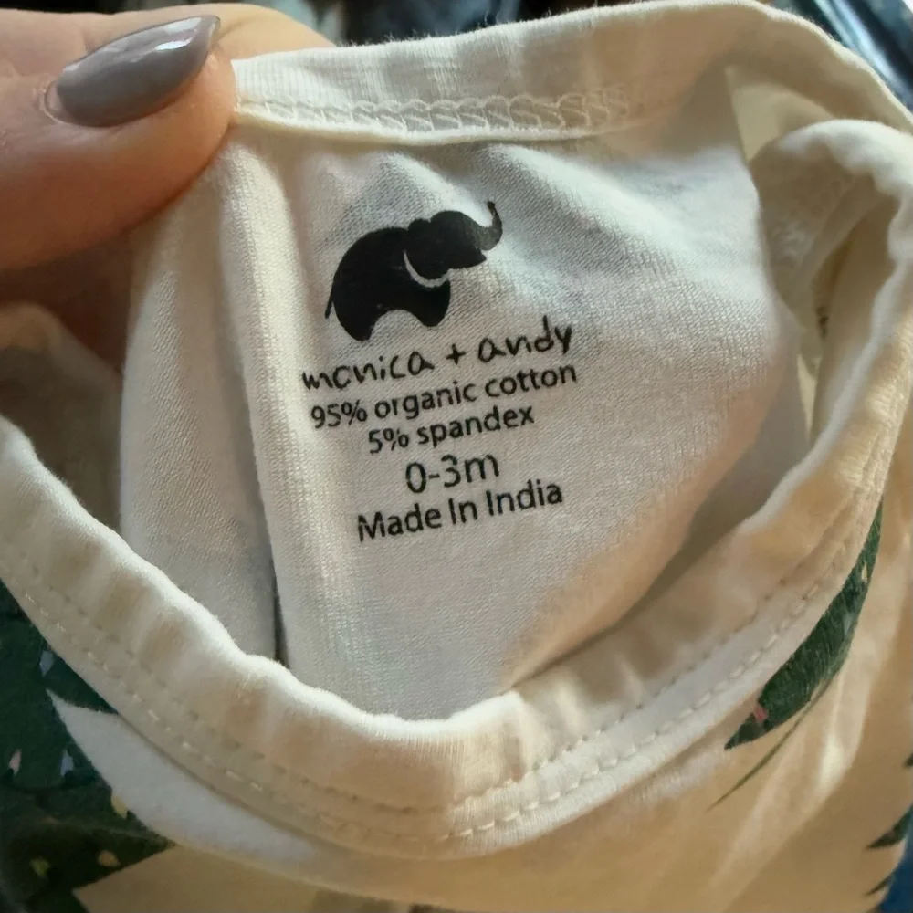 Monica + Andy Christmas Tree Long Sleeve Onesie - Size 0-3 Months